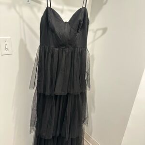 Lulu’s Tiered Black Evening Dress
